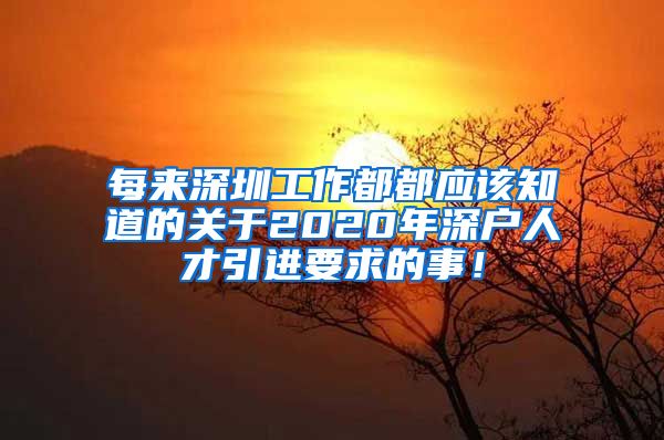 每来深圳工作都都应该知道的关于2020年深户人才引进要求的事！
