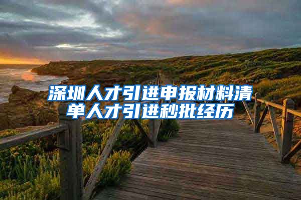 深圳人才引进申报材料清单人才引进秒批经历