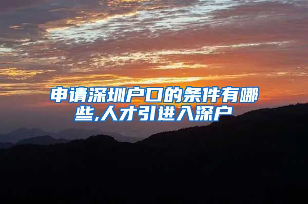 申请深圳户口的条件有哪些,人才引进入深户