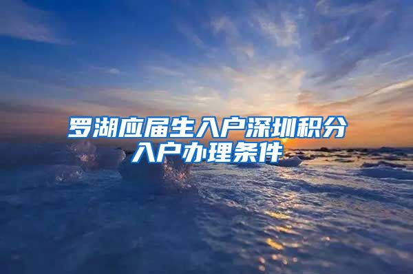 罗湖应届生入户深圳积分入户办理条件