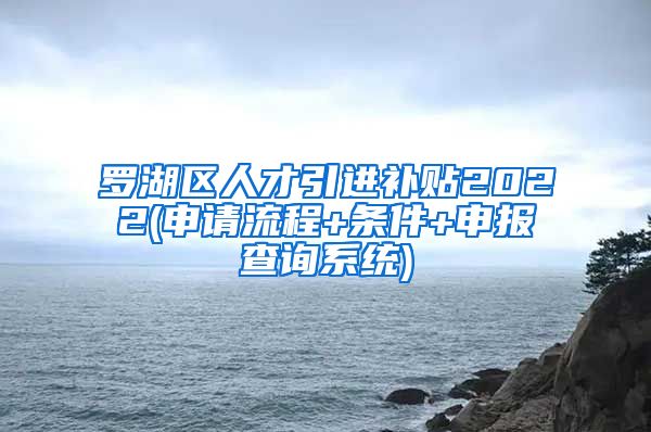 罗湖区人才引进补贴2022(申请流程+条件+申报查询系统)
