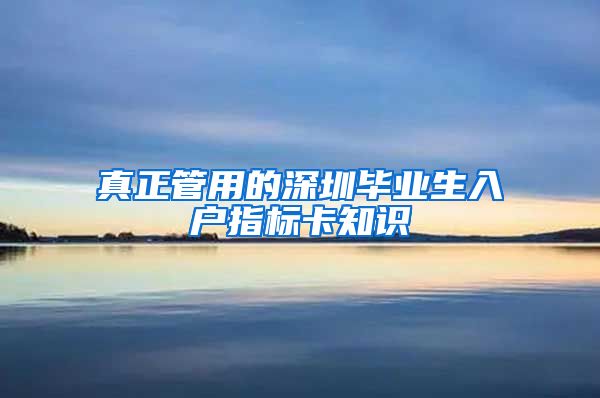 真正管用的深圳毕业生入户指标卡知识