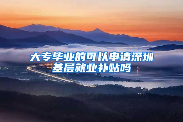 大专毕业的可以申请深圳基层就业补贴吗