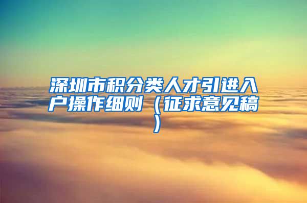 深圳市积分类人才引进入户操作细则（征求意见稿）