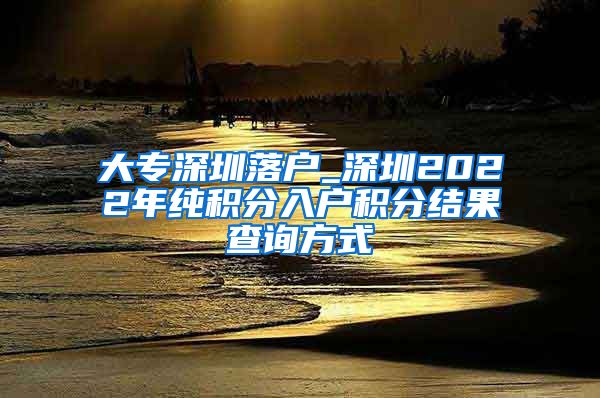 大专深圳落户_深圳2022年纯积分入户积分结果查询方式