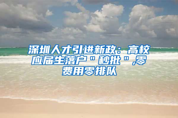 深圳人才引进新政：高校应届生落户＂秒批＂,零费用零排队