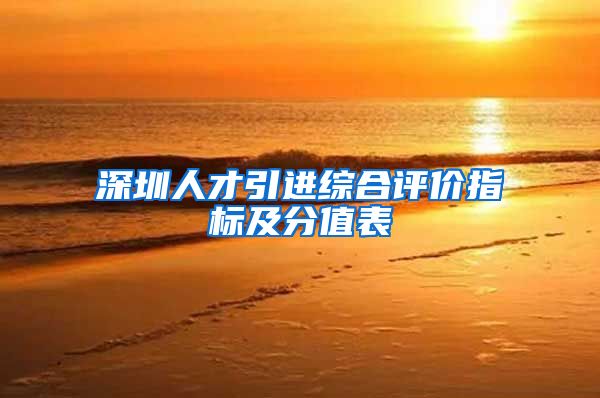 深圳人才引进综合评价指标及分值表
