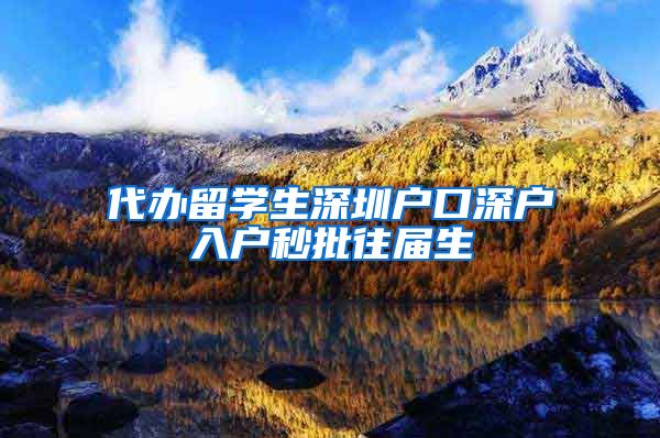 代办留学生深圳户口深户入户秒批往届生