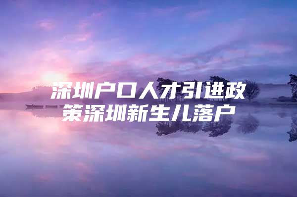 深圳户口人才引进政策深圳新生儿落户