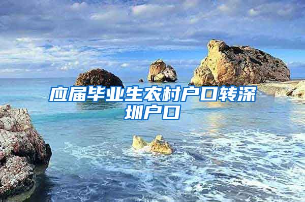 应届毕业生农村户口转深圳户口