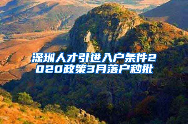 深圳人才引进入户条件2020政策3月落户秒批
