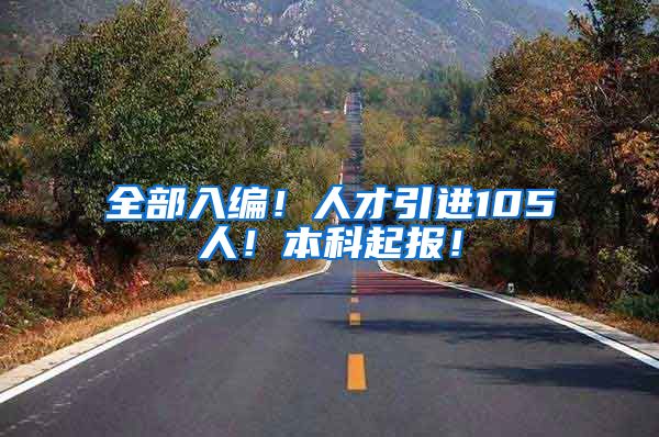 全部入编！人才引进105人！本科起报！