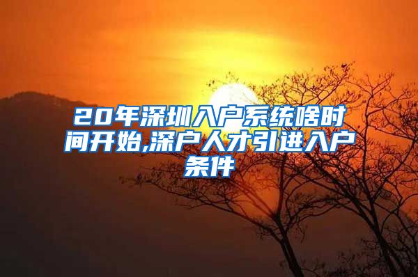 20年深圳入户系统啥时间开始,深户人才引进入户条件