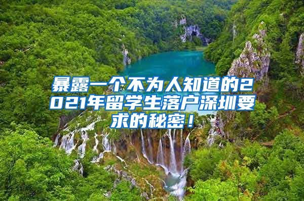 暴露一个不为人知道的2021年留学生落户深圳要求的秘密！