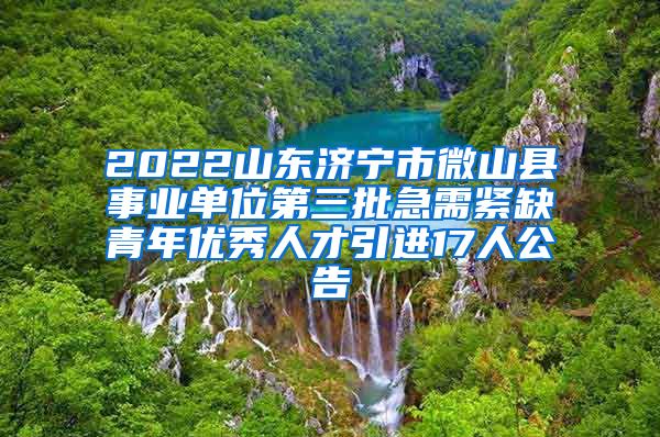 2022山东济宁市微山县事业单位第三批急需紧缺青年优秀人才引进17人公告