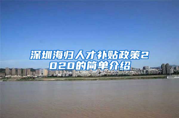 深圳海归人才补贴政策2020的简单介绍
