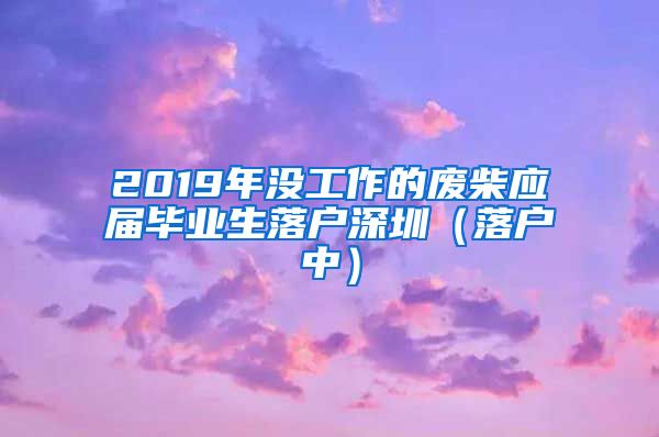 2019年没工作的废柴应届毕业生落户深圳（落户中）