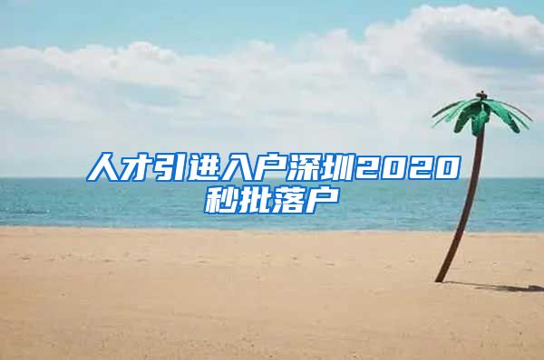 人才引进入户深圳2020秒批落户
