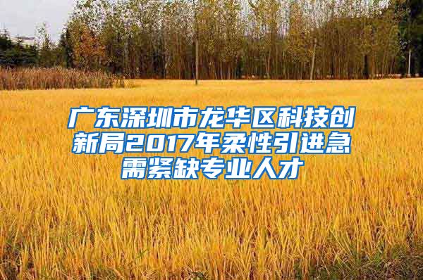 广东深圳市龙华区科技创新局2017年柔性引进急需紧缺专业人才