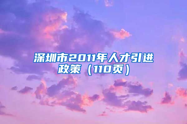 深圳市2011年人才引进政策（110页）