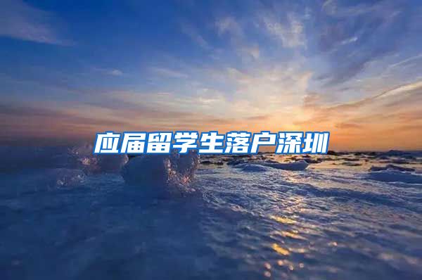 应届留学生落户深圳