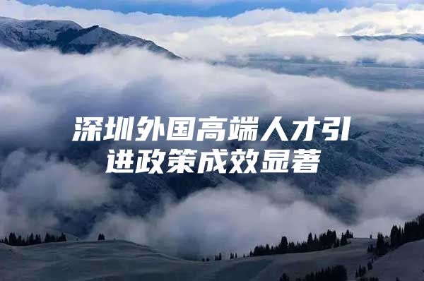 深圳外国高端人才引进政策成效显著