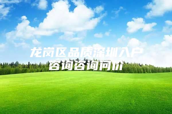 龙岗区品质深圳入户咨询咨询问价