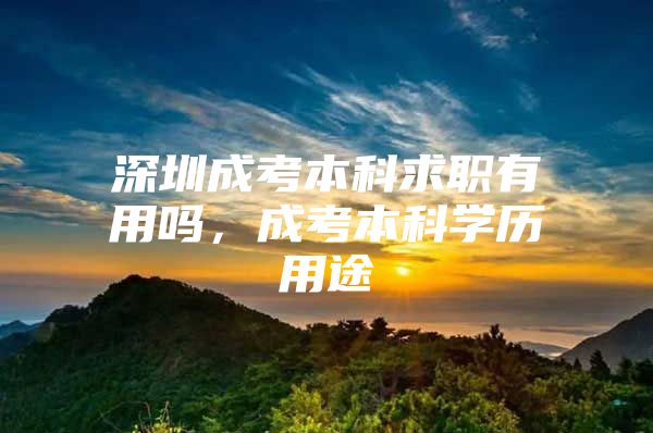 深圳成考本科求职有用吗，成考本科学历用途