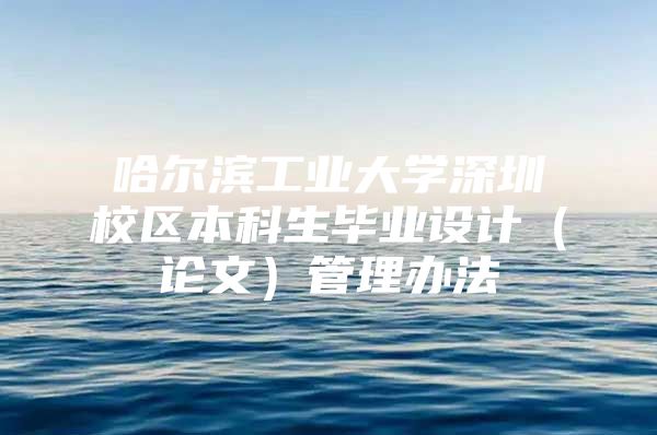哈尔滨工业大学深圳校区本科生毕业设计（论文）管理办法
